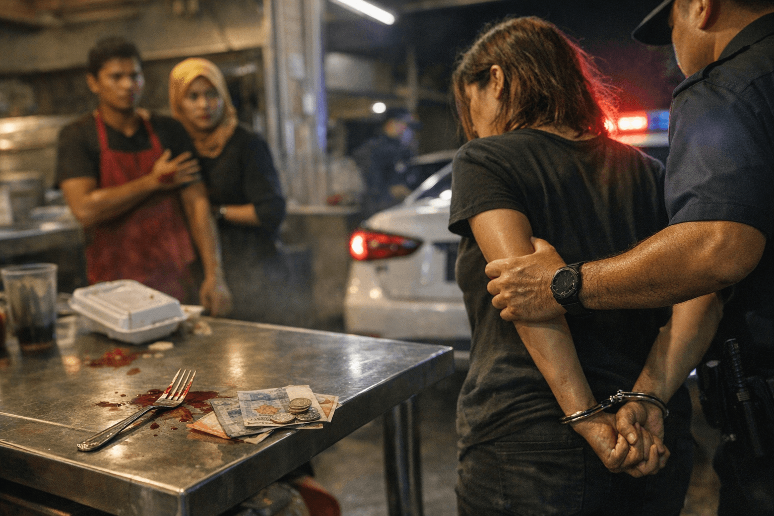 Woman Arrested After Alleged Fork Stabbing, Assaults and Theft at Ipoh Restaurant