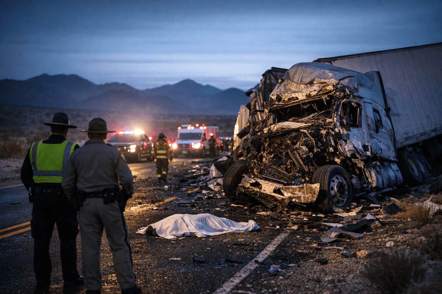 Fatal pre-dawn semi crash on U.S. 95 in Nye County near Beatty
