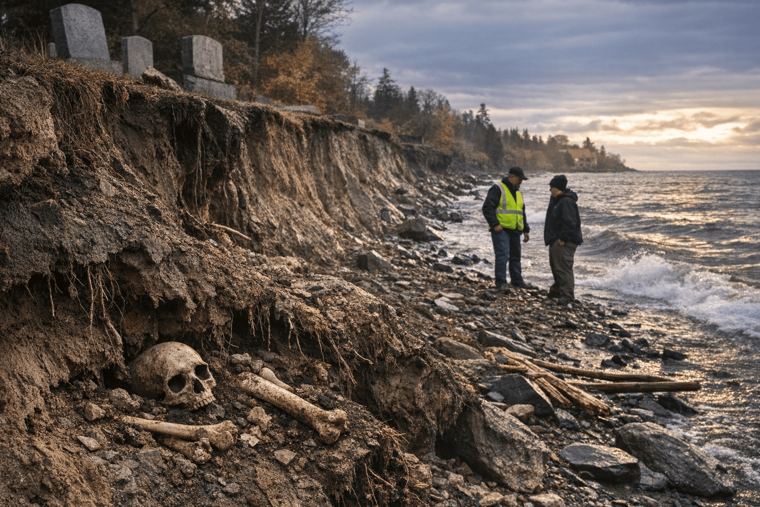 Duluth Cemetery Eroding into Lake Superior, Exposing Human Remains Near Glensheen